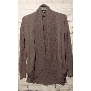 Barefoot Dreams Bamboo Chic Lite Womens S/M Open Front Cardigan Gray Pockets